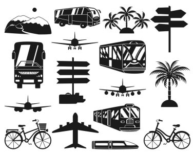 16 tek renkli siyah beyaz tatil simgesi