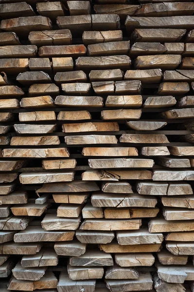 Folded Wooden Brown Gray Planks Sawmill Piled Alder Boards Texture — Stock Photo, Image