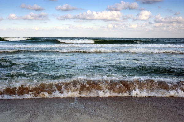 Grande Onda Mar Uma Praia Areia Costa Sozopol Bulgária Belas — Fotografia de Stock