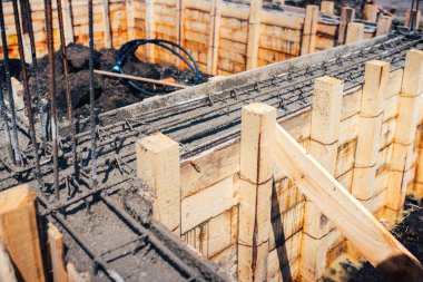 endüstriyel ev yapımı - geliştirme çelik çubuklar ve beton ile yeni Vakfı'nın ayrıntılarını