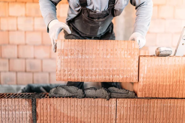 Mauerwerk Details Nahaufnahme Bau Maurer Bau Innenwände — Stockfoto