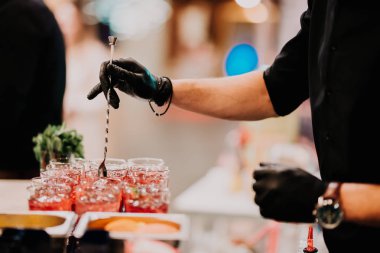 hazırlama ve yaz alkollü kokteyller karıştırarak profesyonel barmen