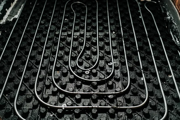 Floor heating system, central heater details on construction site — Stock Photo, Image