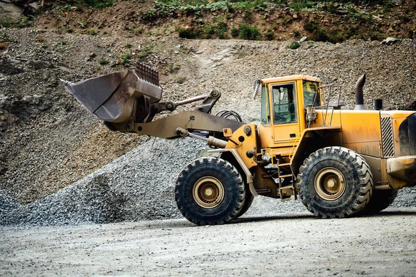 Close Details Wheel Loader Scoop Working Construction Site Heavy Duty — Stock Photo, Image