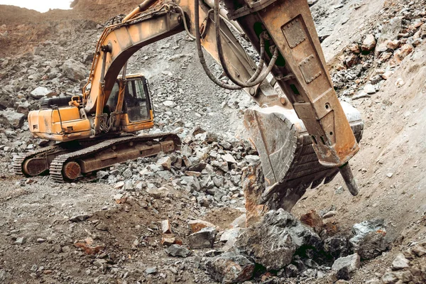 Detalles Cerca Excavadora Cuchara Sitio Construcción — Foto de Stock