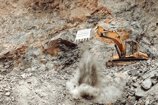 Bulldozer Pala Gommata Industriale Escavatore Tipo Pista Escavatore Che Lavorano — Foto Stock