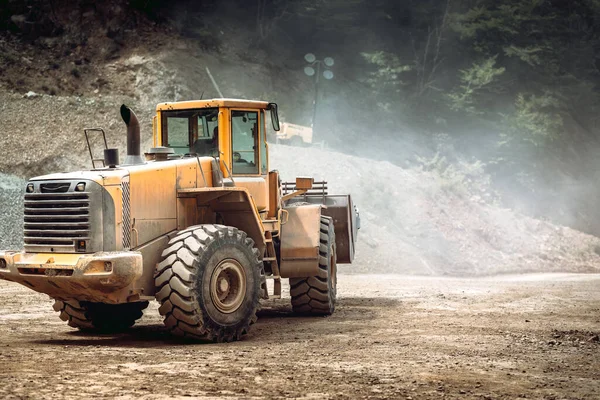 Cargador Ruedas Industrial Alta Resistencia Que Carga Roca Mineral Planta — Foto de Stock