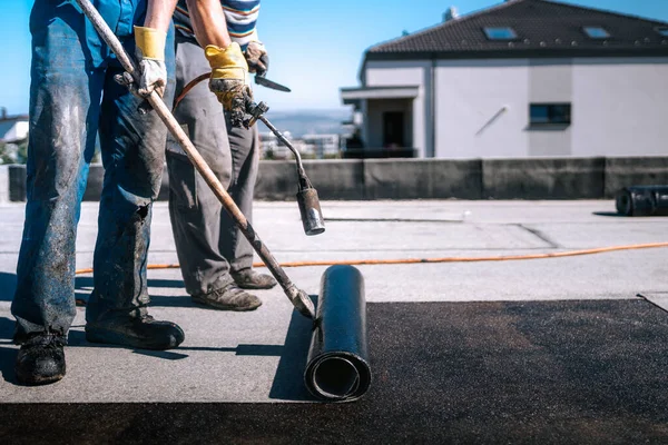 Vattentät Isolering Installation Nytt Hus Konstruktion — Stockfoto