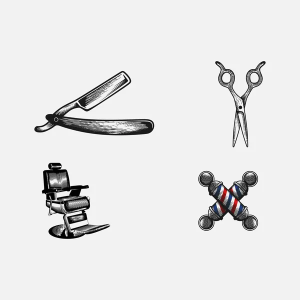 Set Vintage Barbershop Tool — Stockvektor