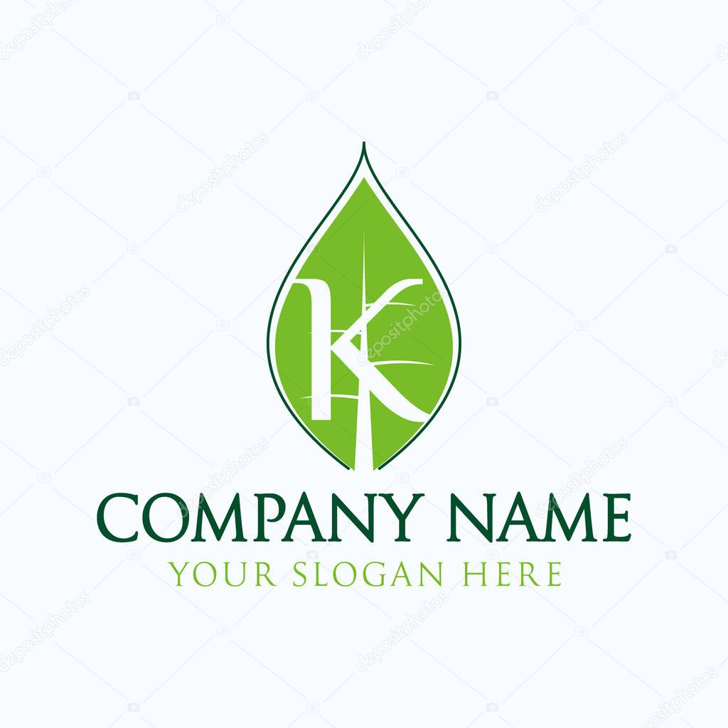 Initial K logo leaf