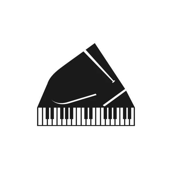 Pianoforte Tasti Vettore Piatto Logo Bianco Nero Emblema Pianoforte Tastiera — Vettoriale Stock