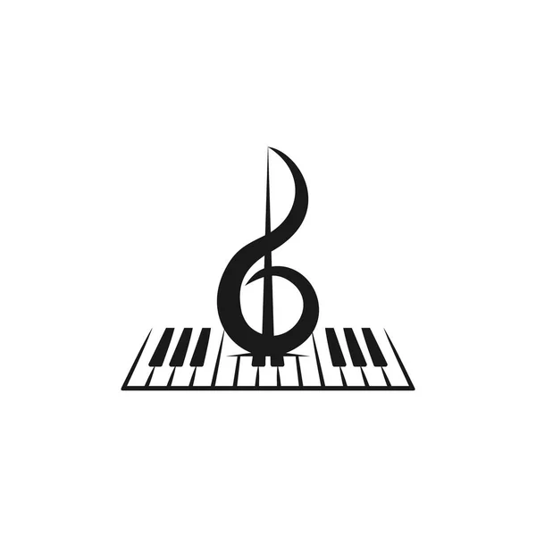 Pianoforte Tasti Vettore Piatto Logo Bianco Nero Emblema Pianoforte Tastiera — Vettoriale Stock