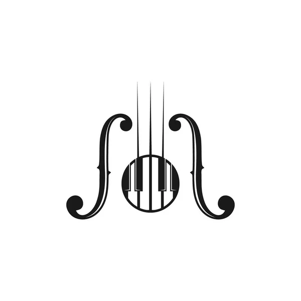 Pianoforte Tasti Vettore Piatto Logo Bianco Nero Emblema Pianoforte Tastiera — Vettoriale Stock