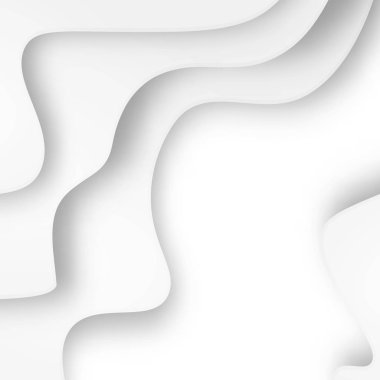 Modern kağıt karikatür, soyut gri ve beyaz su dalgaları. Gerçekçi moda zanaat stili. Origami tasarım şablonu.