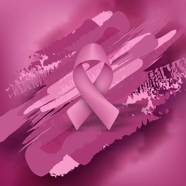 Breast Cancer Awareness Ribbon Background Vector Illustration — Stock Vector