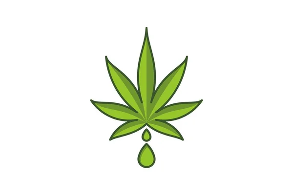 Cannabis Leaf Marijuana Drop Water Logo Design — Stock Vector