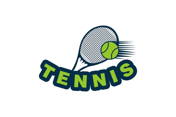 Raquete Tênis Design Logotipo Bola — Vetor de Stock