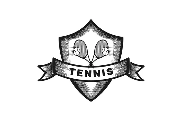 Tennis Label Badge Logo Design — Stock Vector