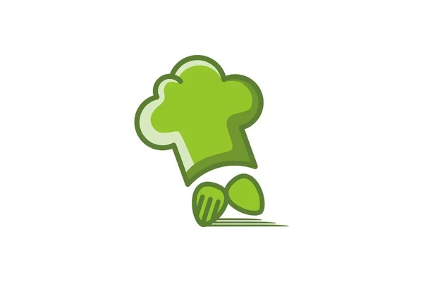 Chapéu Chef Colher Garfo Logotipo Entrega Rápida — Vetor de Stock