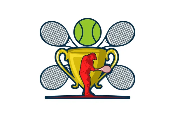 Tenis Logo Diseños Con Jugadores Tenis Pelota Raqueta Logo Diseño — Archivo Imágenes Vectoriales