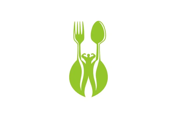 Comida Sana Para Diseño Del Logotipo Del Culturista Inspiración — Vector de stock