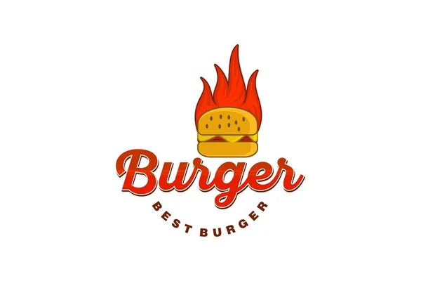 Burger Fogo Loja Logotipo Design Inspiração — Vetor de Stock