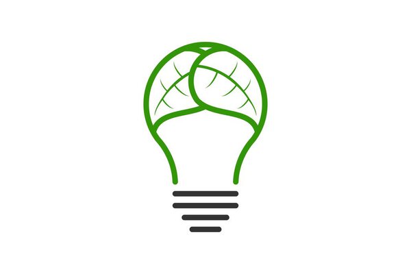 Вдохновение для дизайна логотипа лампы и листьев
