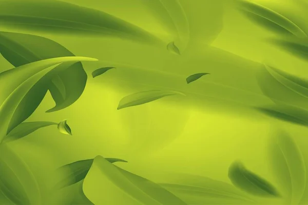 Летят Зеленые Листья Зеленом Органическом Слоне Векторная Иллюстрация — стоковый вектор