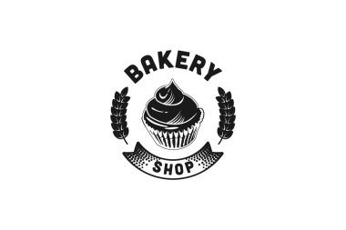 Cupcake, Vintage pastane dükkanı Logo tasarımları ilham, vektör çizim