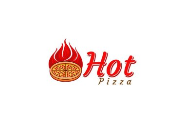Sıcak Pizza Logo tasarımları ilham, vektör çizim