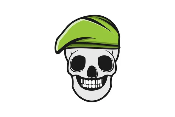 Calavera Verde Militar Sombrero Logotipo Diseños Inspiración Vector Ilustración — Vector de stock