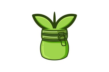 Kavanoz ve tohum Logo tasarımları ilham izole beyaz arka plan üzerinde