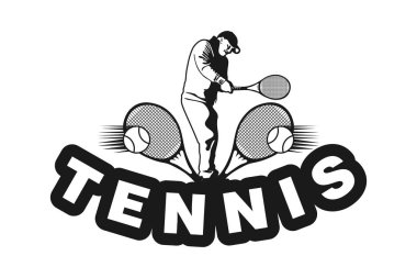 Siluet tenis oyuncu Logo tasarımları ilham beyaz arka plan üzerinde izole
