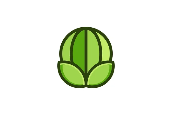 Yeşil Küre Yaprak Logo Tasarımları Ilham Izole Beyaz Arka Plan — Stok Vektör