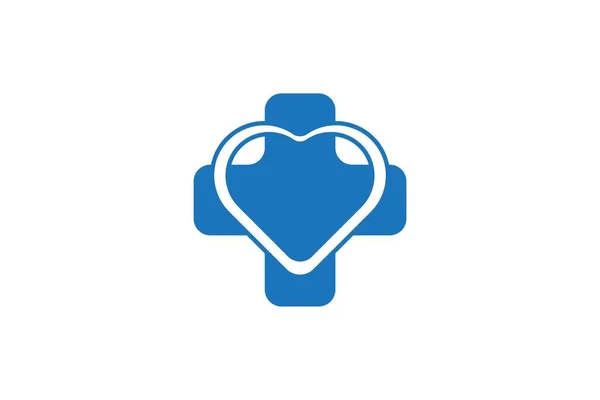 Blaues Kreuz Und Liebe Medizinisches Logo Designs Inspiration Isoliert Auf — Stockvektor