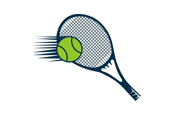 Racket Och Boll Tennis Logo Design Inspiration Isolerade Vit Bakgrund — Stock vektor