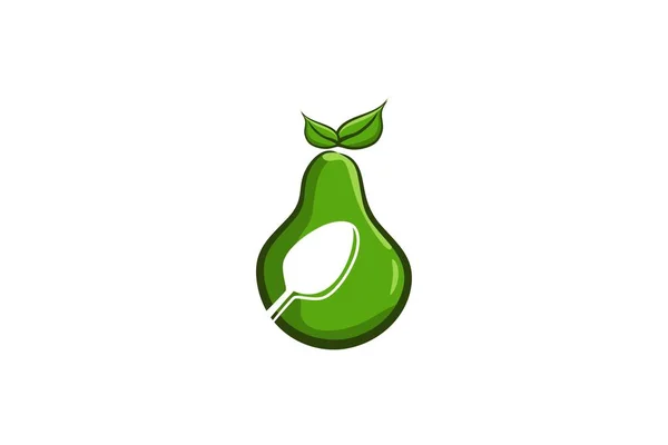 Aguacate Cuchara Alimentos Saludables Logo Diseños Inspiración Aislado Sobre Fondo — Archivo Imágenes Vectoriales