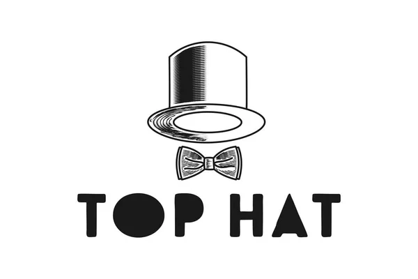 Disegnato Mano Cappello Cravatta Logo Ispirazione Design Isolato Sfondo Bianco — Vettoriale Stock