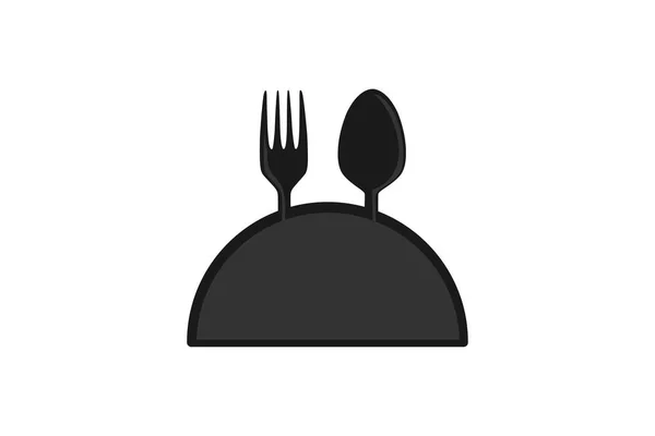Вилка Ложка Пластиной Логотип Ресторана Дизайн Вдохновение Изолированы Белом Фоне — стоковый вектор