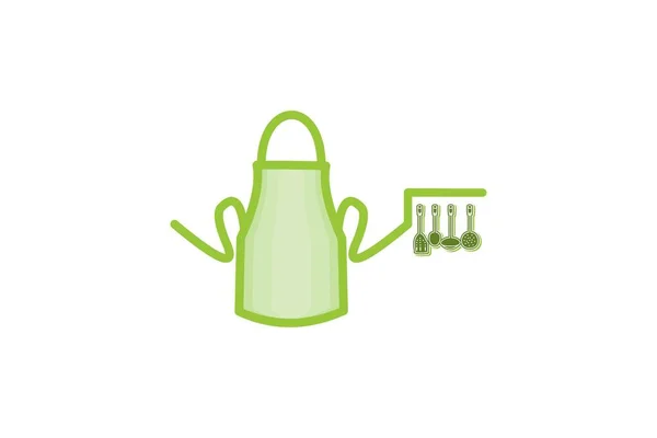 Ποδιά Και Εργαλείο Κουζίνας Λογότυπο Σχεδιασμό Έμπνευση Απομονωθεί Λευκό Φόντο — Διανυσματικό Αρχείο