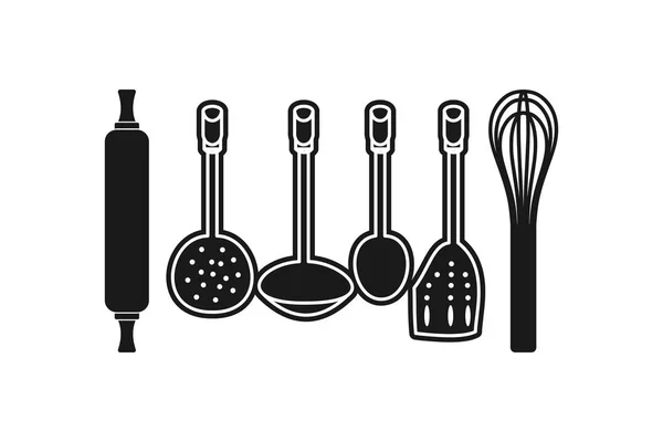 Küchenwerkzeug Logo Design Inspiration Isoliert Auf Weißem Hintergrund — Stockvektor