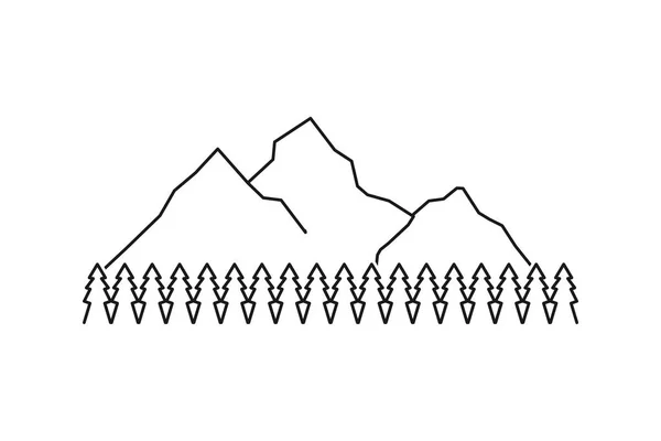 Montanha Abeto Aventura Mono Linha Logotipo Projetos Inspiração Isolado Fundo — Vetor de Stock
