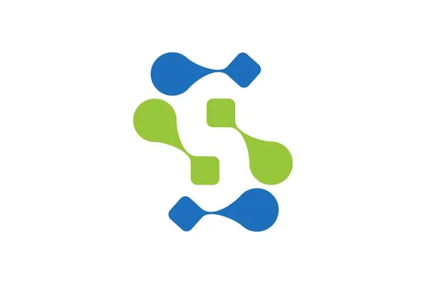 Azul Verde Letra Moderno Logo Diseño Inspiración Aislado Fondos Blancos — Vector de stock