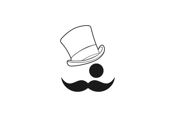 Bigote Sombrero Hombre Logotipo Diseños Inspiración Aislado Sobre Fondo Blanco — Vector de stock