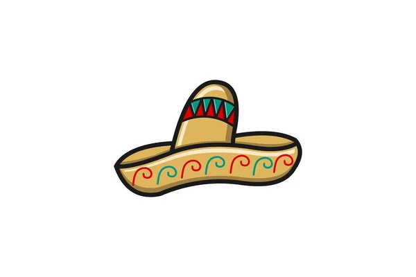 Chapéu Mexicano Para Tacos Logotipo Projetos Inspiração Isolado Fundo Branco — Vetor de Stock