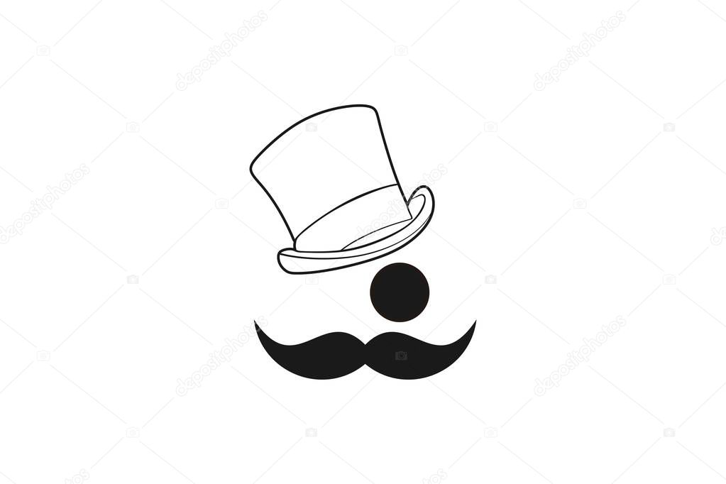 Mustache, hat man logo Designs Inspiration Isolated on White Background