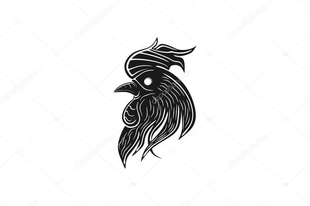 Head chicken rooster logo Designs Inspiration Isolated on White Background
