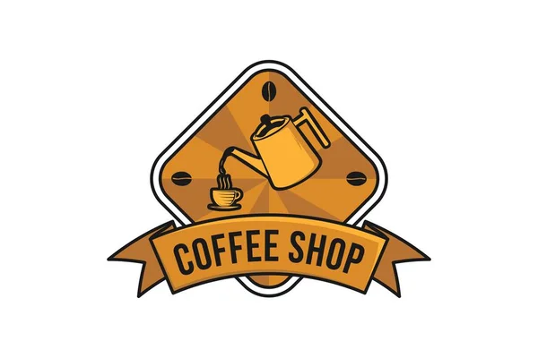 Koffie Vintage Coffeeshop Logo Ontwerpen Inspiratie Geïsoleerde Gieten Witte Achtergrond — Stockvector