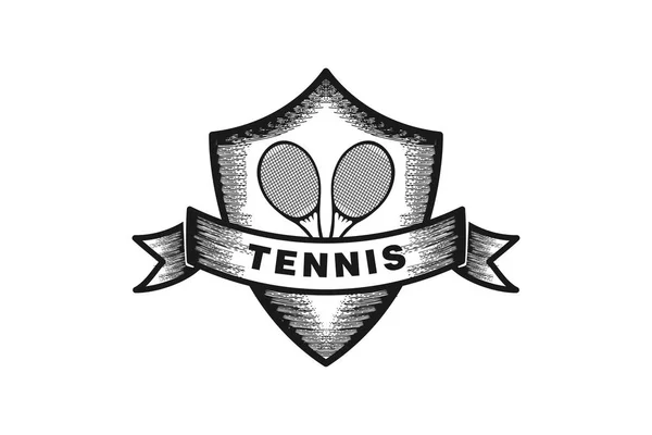 Tennis Logo Badge Ontwerpen Inspiratie Geïsoleerd Witte Achtergrond — Stockvector