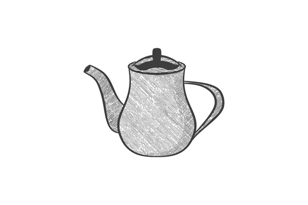 Hand Getrokken Thee Pot Pot Logo Ontwerpen Inspiratie Geïsoleerd Witte — Stockvector